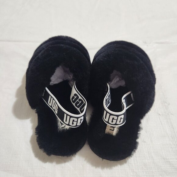 UGG Slippers Fluff Yeah Toddler Size 12  Fuzzy Black House Shoes - Picture 4 of 9
